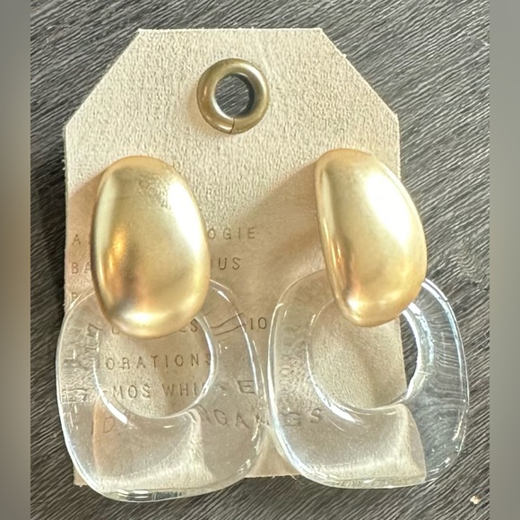 Anthropologie golden and clear earrings-Great quality and very chic on- NWT - Picture 2 of 4
